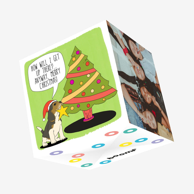 Merry Christmas Cute Little Beagle Confetti-exploding Greetings Card