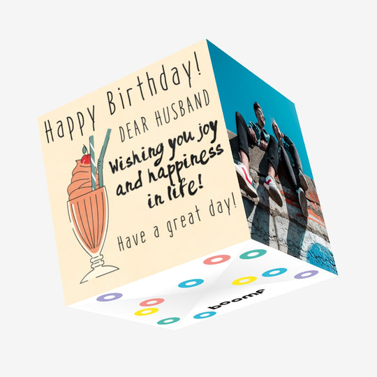 Milkshake Happy Birthday Husband Wishing You Joy And Happiness Confetti-exploding Greetings Card