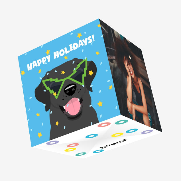 Happy Holidays! Cool Labrador Christmas Confetti-exploding Greetings Card