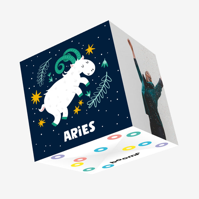 Aries Ram Star Sign Birthday Confetti-exploding Greetings Card