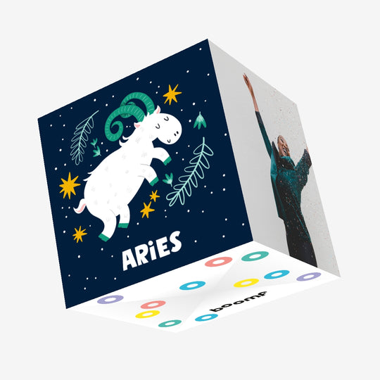 Aries Ram Star Sign Birthday Confetti-exploding Greetings Card