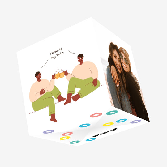 Boys Cheers To My Twin Happy Birthday Confetti-exploding Greetings Card