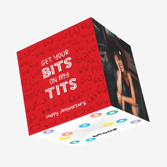 Happy Anniversary Get Your Bits On My Tits Confetti-exploding Greetings Card
