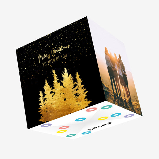 Merry Christmas Both Of You Golden Forest Confetti-exploding Greetings Card