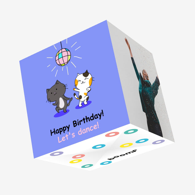 Happy Birthday Let's Dance Cats Confetti-exploding Greetings Card