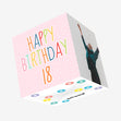 Stripes On A Pink Background Happy 18th Birthday Confetti-exploding Greetings Card
