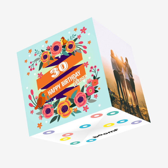 Singing Birds Niece 30th Birthday Confetti-exploding Greetings Card