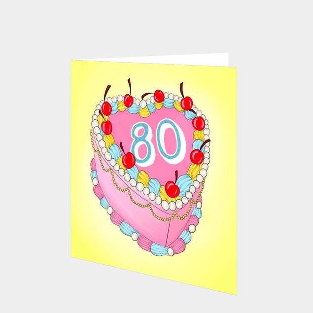 80 Birthday Cake Card