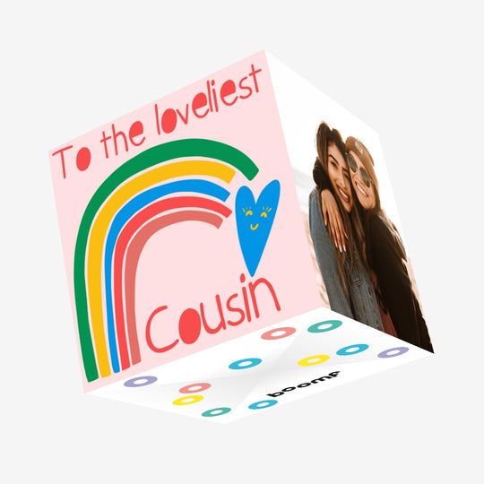 Loveliest Cousin Rainbow Heart Confetti-exploding Greetings Card