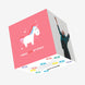 Cute Unicorn In Pink Happy 3rd Birthday Confetti-exploding Greetings Card