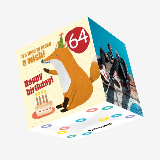 Make a Wish 64th Birthday Confetti-exploding Greetings Card