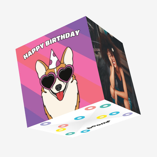 Cool Corgi Dog Birthday Confetti-exploding Greetings Card