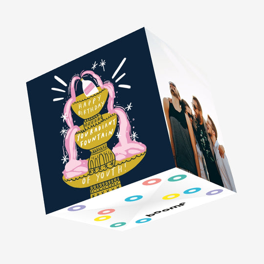 Radiant Fountain Of Youth Birthday Confetti-exploding Greetings Card