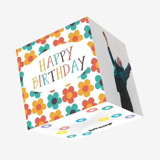 Happy Birthday Flower Power Confetti-exploding Greetings Card