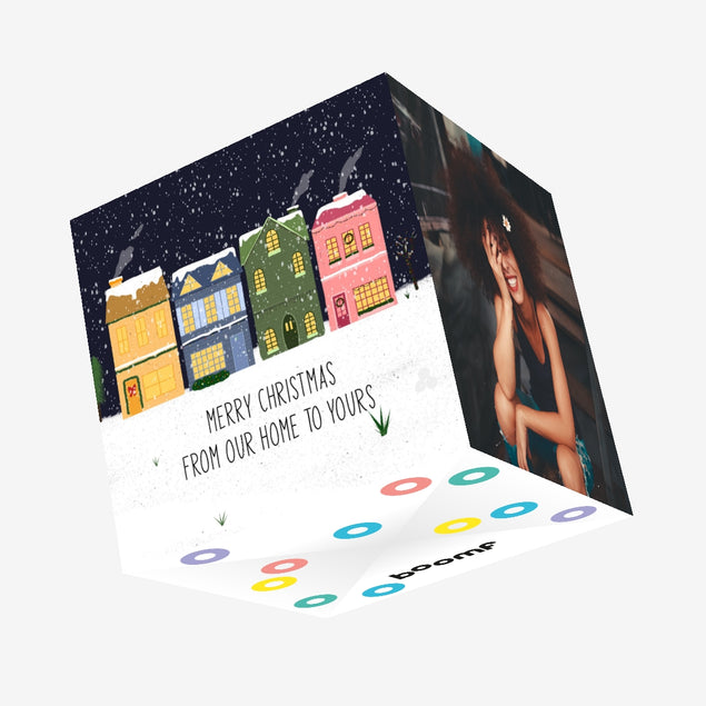 Merry Christmas From Our Home To Yours Confetti-exploding Greetings Card