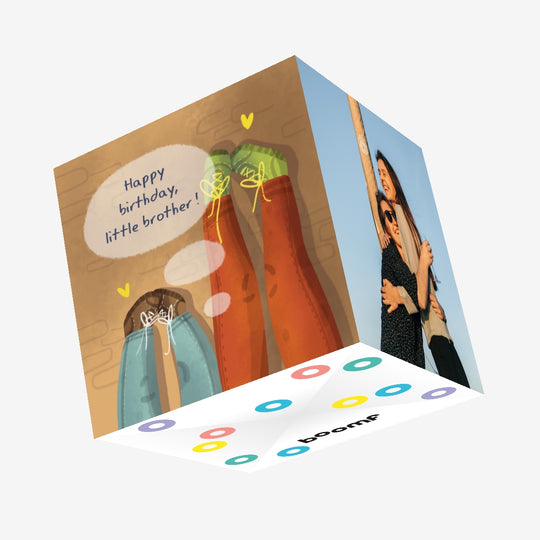 Siblings Legs Little Brother Happy Birthday Confetti-exploding Greetings Card