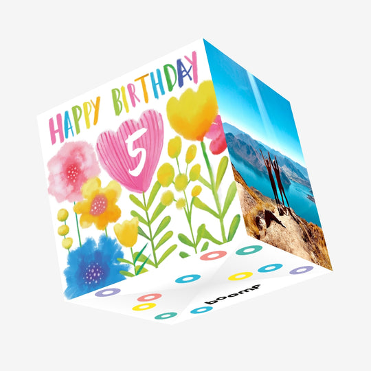 Delicate Flowers Happy 5th Birthday Confetti-exploding Greetings Card