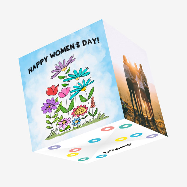 Colourful Flowers International Women?s Day Confetti-exploding Greetings Card