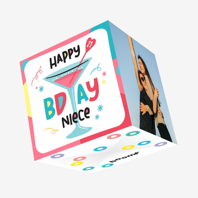 Cocktail Happy 21st Birthday Niece Confetti-exploding Greetings Card