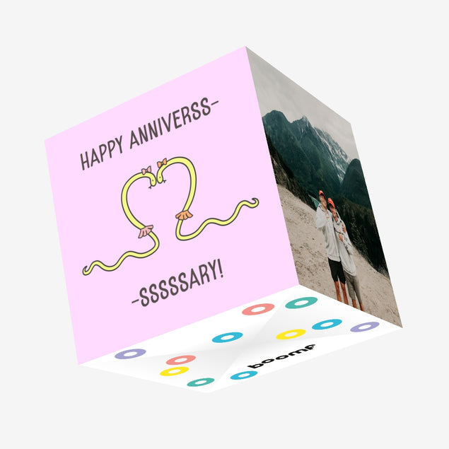Anniversary Lesbian Snake Couple Confetti-exploding Greetings Card