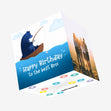 Blue Bear Fishing Happy Birthday Bro Confetti-exploding Greetings Card
