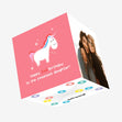 Cute Unicorn In Pink Happy 2nd Birthday Daughter Confetti-exploding Greetings Card
