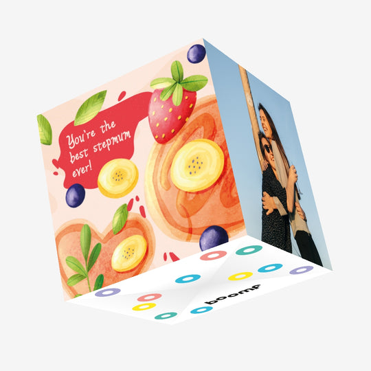 Happy Birthday Stepmum Pancakes With Berries Confetti-exploding Greetings Card