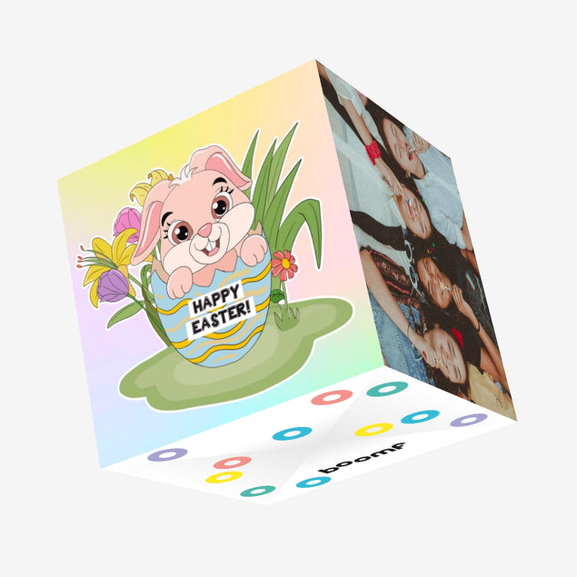 Lovely Bunny And Beautiful Flowers Easter Confetti-exploding Greetings Card