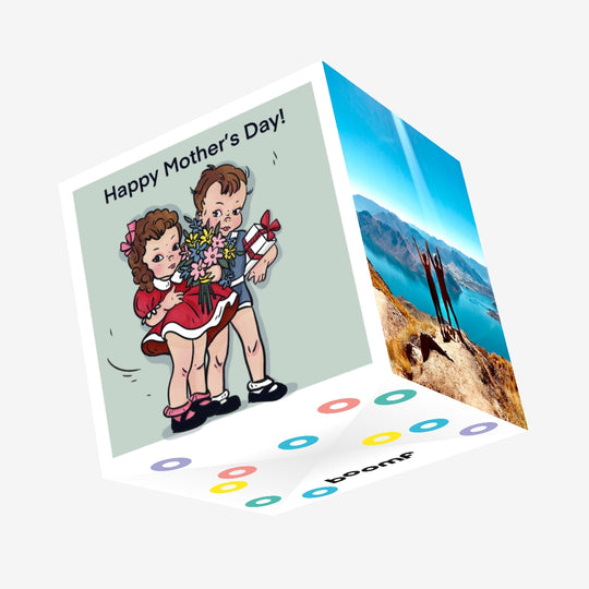 Retro Kids Happy Mother's Day Confetti-exploding Greetings Card