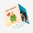 Cute Little Frog Happy Birthday Confetti-exploding Greetings Card