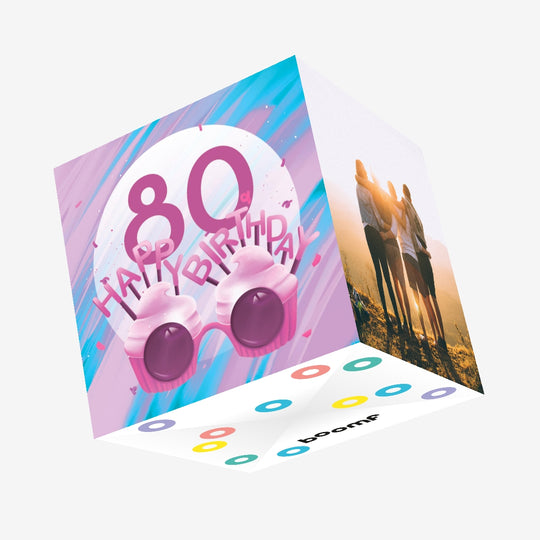 Happy 80th Birthday Cupcake Glasses Confetti-exploding Greetings Card