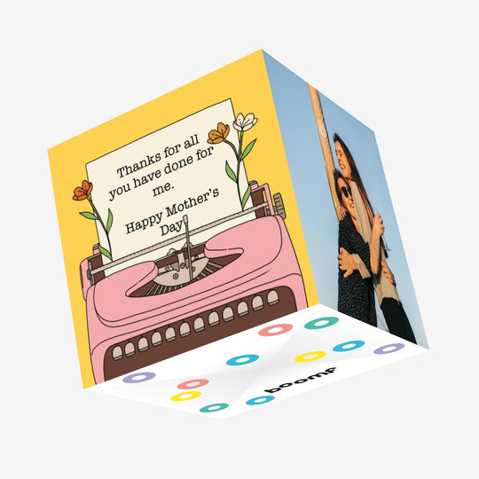 Thanks For All You Have Done For Me Typewriter Mother's Day Confetti-exploding Greetings Card