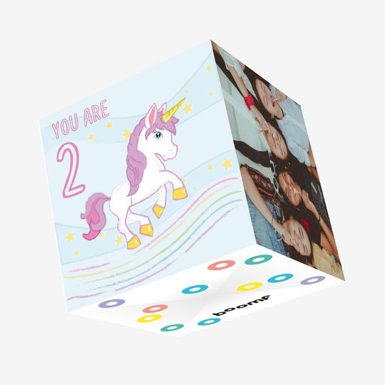 Unicorn, You Are Two Confetti-exploding Greetings Card