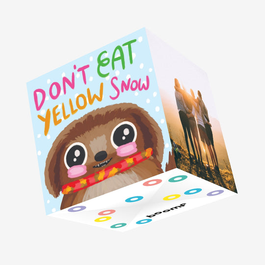 Yellow Snow Dog Christmas Confetti-exploding Greetings Card