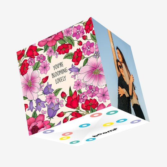 You're Blooming Lovely Pink And Red Flowers Confetti-exploding Greetings Card