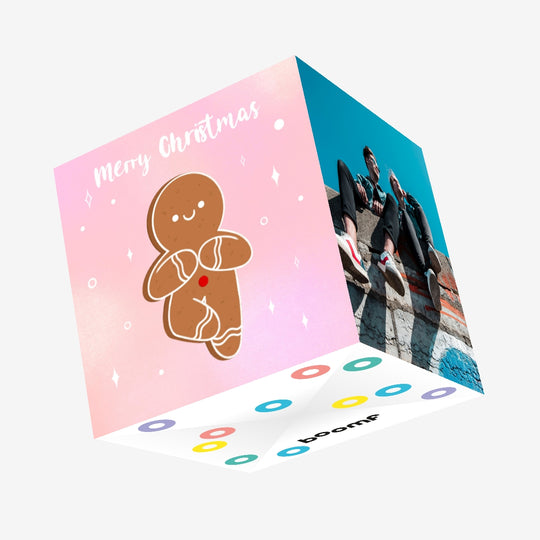Merry Christmas Lovely Gingerbread Man Confetti-exploding Greetings Card