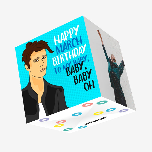 Happy March Birthday Justin Bieber Confetti-exploding Greetings Card