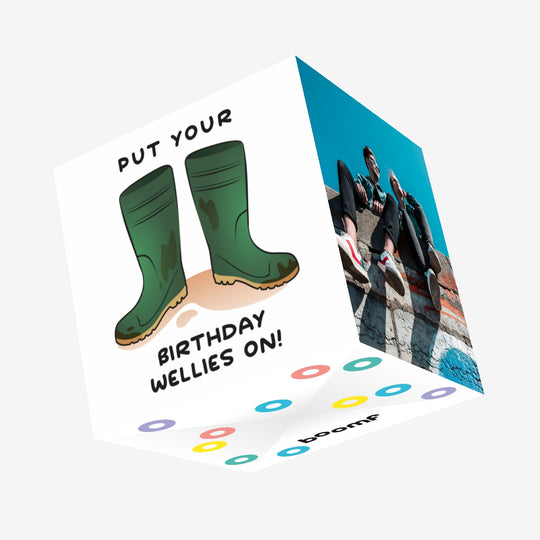 Put Your Birthday Wellies On Confetti-exploding Greetings Card