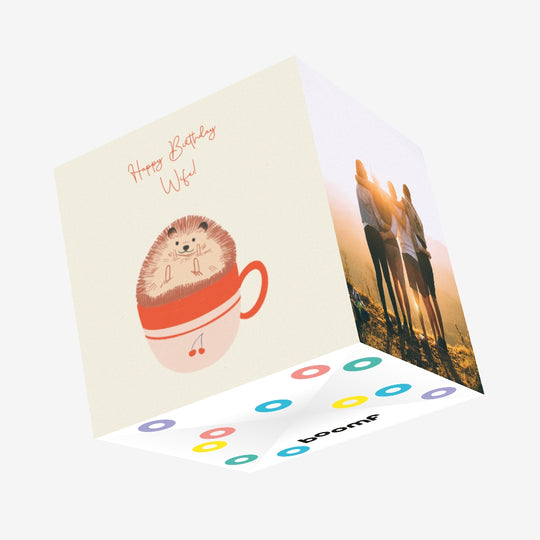 Hedgehog In A Mug Happy Birthday Wife Confetti-exploding Greetings Card