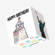 Grey Monkey With A Gift Happy Birthday Confetti-exploding Greetings Card