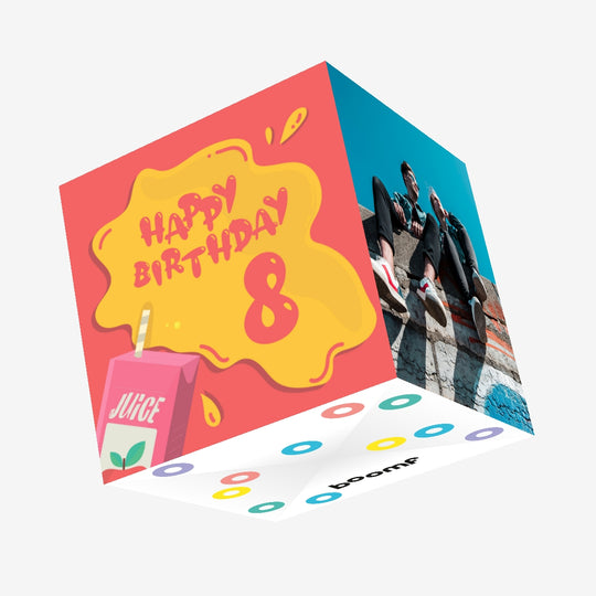 Open Juice Happy 8th Birthday Confetti-exploding Greetings Card