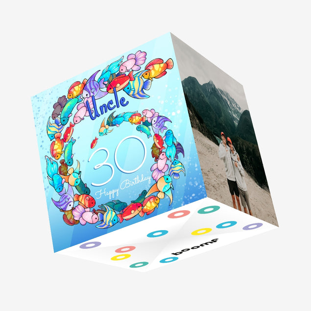 30th Birthday Fish Uncle Confetti-exploding Greetings Card
