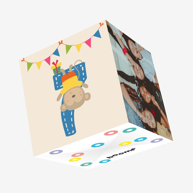 Zoo Animal Monkey Happy 7th Birthday Confetti-exploding Greetings Card