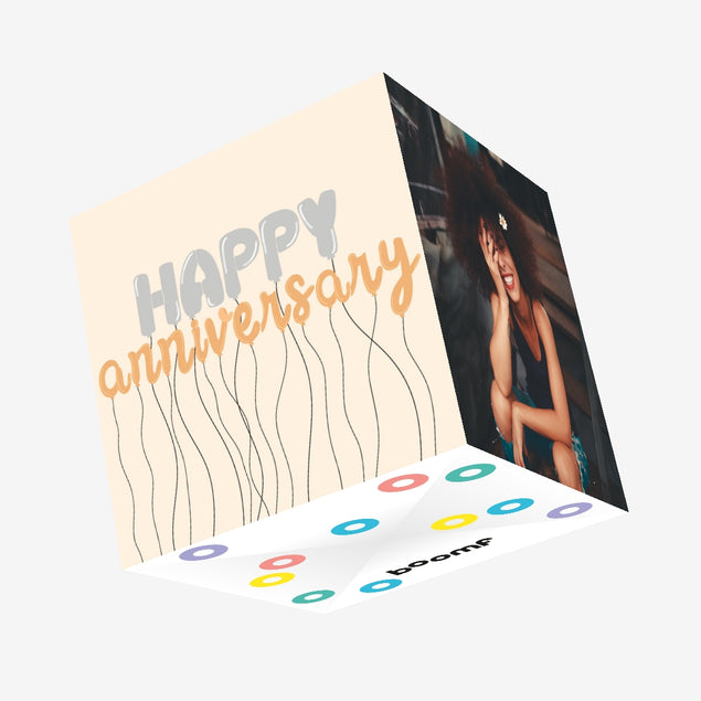 Happy Anniversary Gold Balloons Confetti-exploding Greetings Card