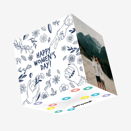 Hands And Flowers International Women's Day Confetti-exploding Greetings Card