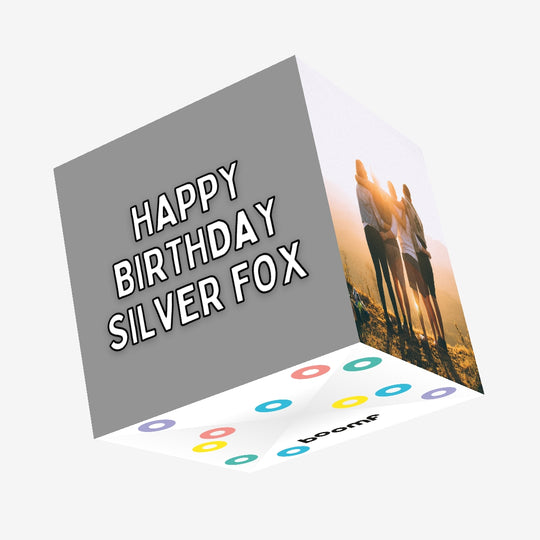 Happy Birthday Silver Fox Confetti-exploding Greetings Card