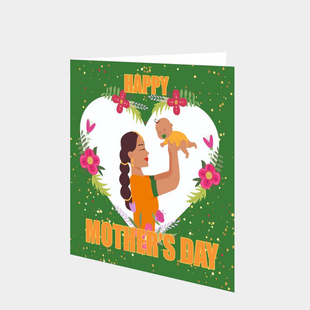 Happy First Mother's Day Mother & Child Green Card