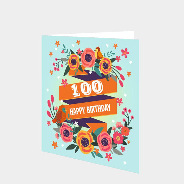 Happy Birthday Birds 100 Card