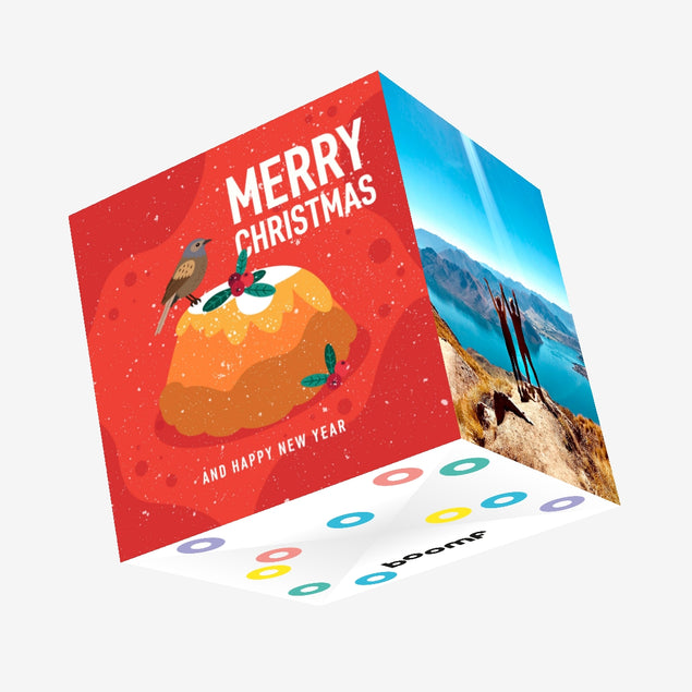 Merry Christmas And Happy New Year Pudding Confetti-exploding Greetings Card
