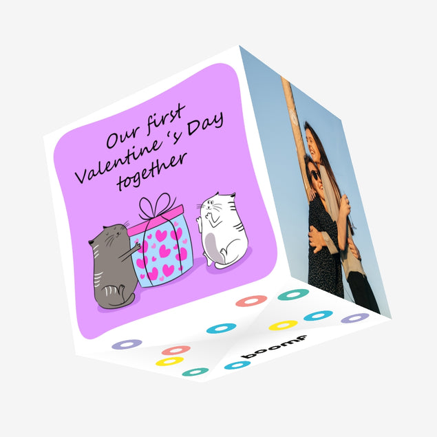 Cute Cats First Valentine's Day Together Confetti-exploding Greetings Card
